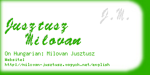 jusztusz milovan business card